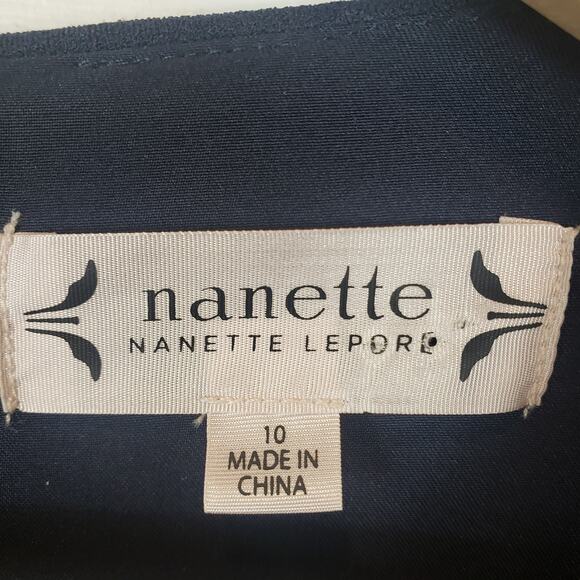 Nanette Lepore Navy Blue 1/2 Sleeve Dress Size 10 - Picture 4 of 8